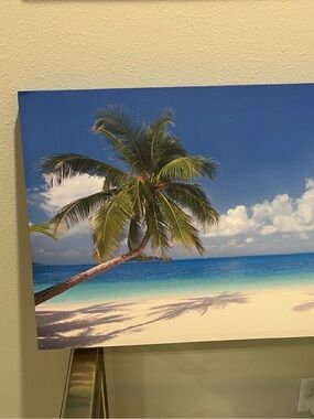 Coastal Palm Canvas Print in Blue & Green by